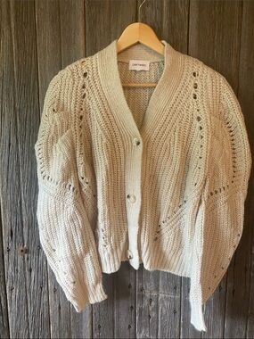 DRIFTWOOD Cream Open-Weave Button Front Cardigan